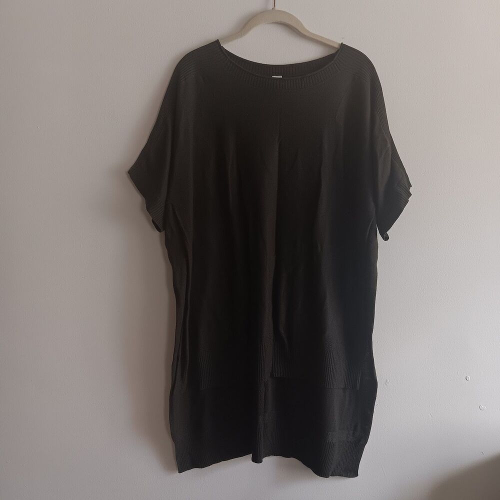 Lululemon Be at Ease Poncho tunic knit sweater hi-low hem top dark green yoga OS